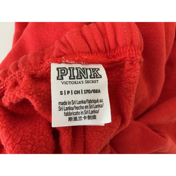 PINK Victoria's Secret Joggers Womens Small Red Good Logo Fleece Sweatpants - Picture 4 of 6